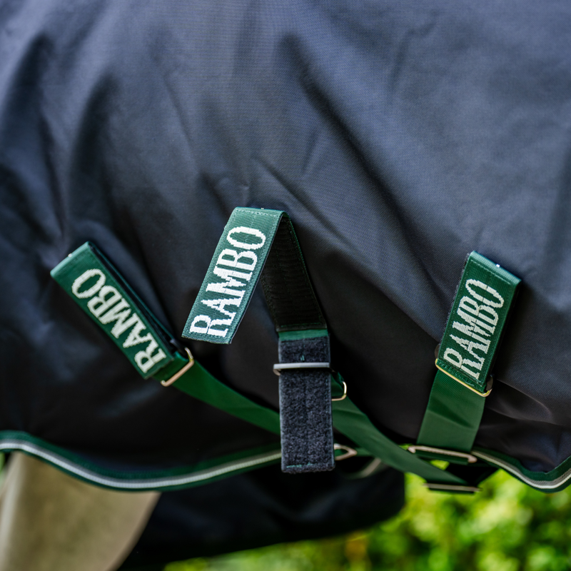 Horseware Rambo 1000D Wug Turnout 200g Medium in Navy/Hunter Green/Silver-4